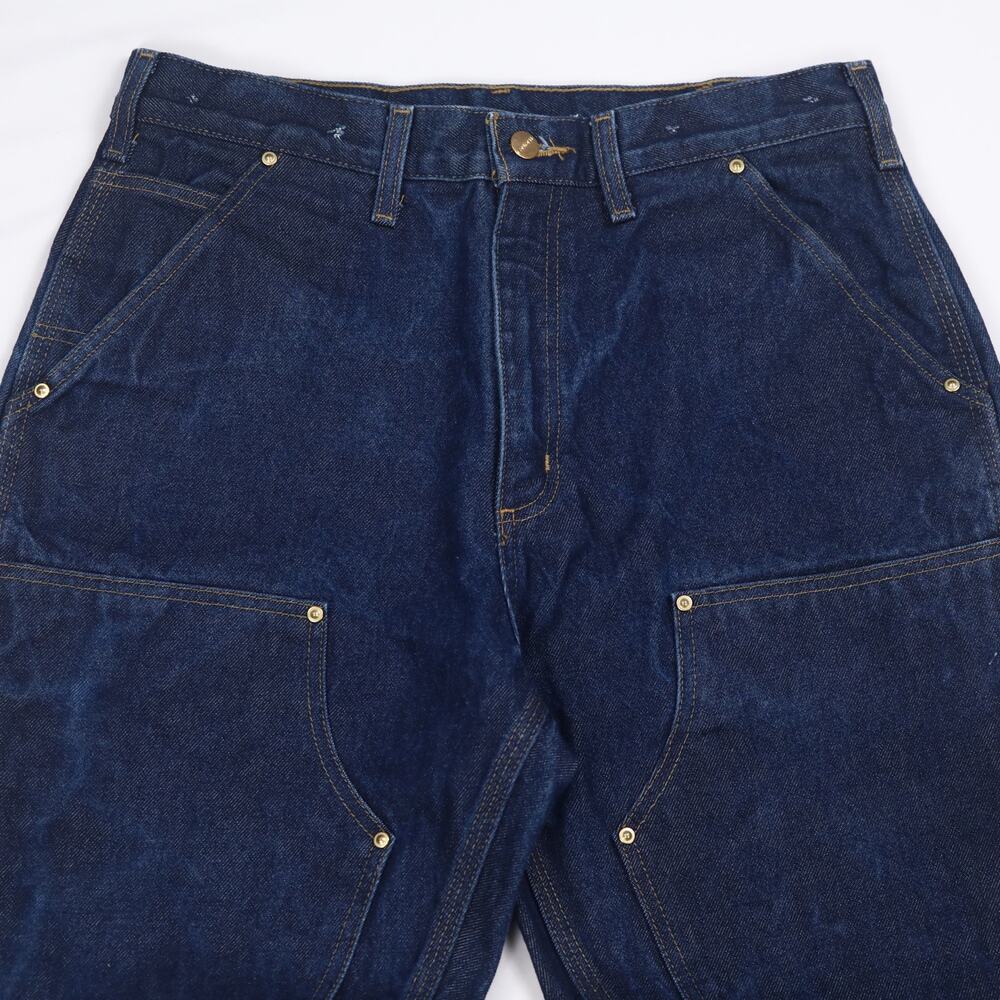 Vintage Carhartt B07 DNM Dark Blue Jeans Denim Double Knee Carpenter Pant 32x31 - Picture 3 of 13
